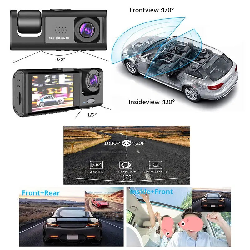 🔥🎅Christmas Discount—2-Inch Screen Wifi Link 1080P HD Dashcam with Night Vision 2 or 3 Lenses💥FREE SHIPPING💥