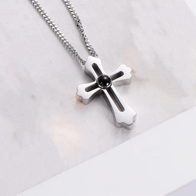 Cross Necklace with Bible Verse for Women Projection Necklace