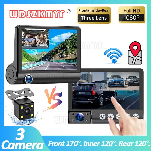 😍ROVE R3, 3 Channel Touch Screen Dash Cam with Built-in Dual-Band 5GHz WiFi, Built-in GPS, 24 Hr Parking Monitor, Super Capacitor, WDR, G-Sensor, Night Vision.