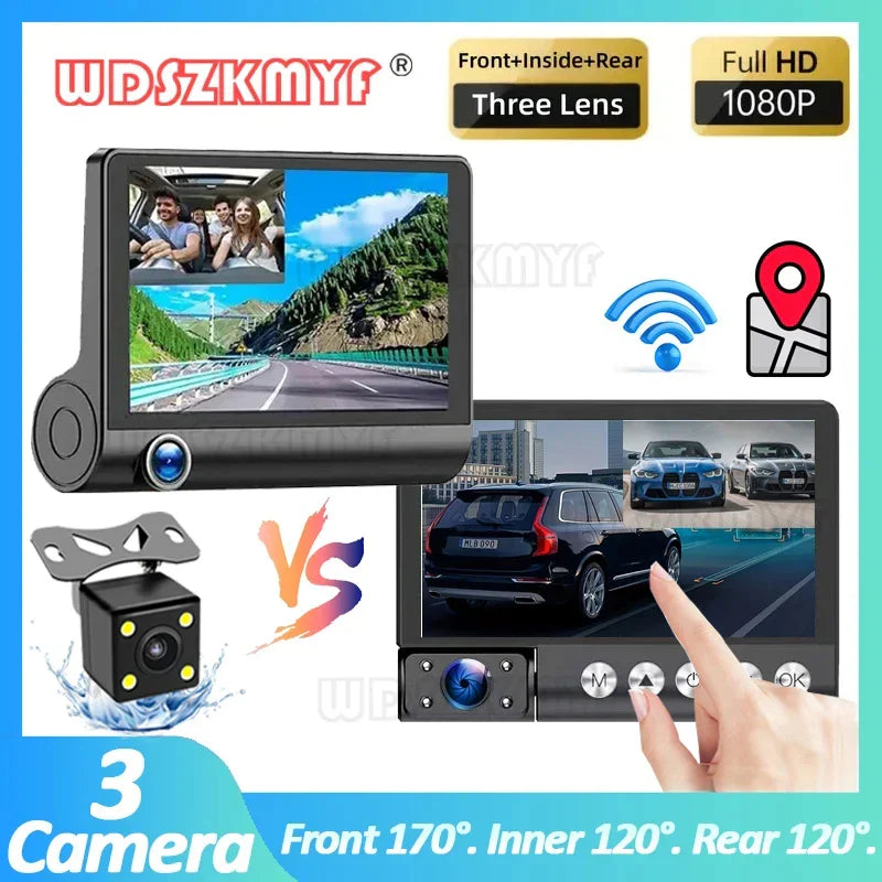 😍ROVE R3, 3 Channel Touch Screen Dash Cam with Built-in Dual-Band 5GHz WiFi, Built-in GPS, 24 Hr Parking Monitor, Super Capacitor, WDR, G-Sensor, Night Vision.