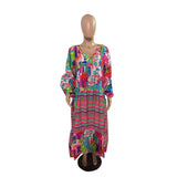 Maxi dress with floral print and V-neckline