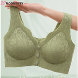 Floral Bra Wireless Front Button Bras Large Size For Women